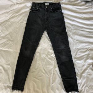 Zara Raw Hem Black Faded Skinny Jean